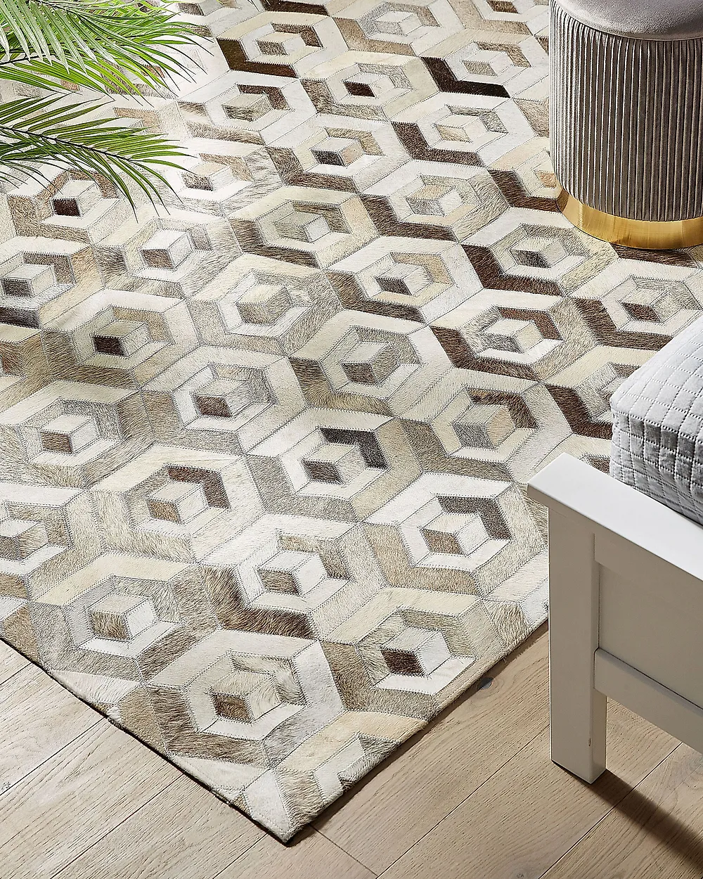 Matta TAVAK Beige 140 x 200 cm Läder_1179607