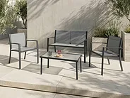 Garden Lounge Set with Table 4 Seater TAVOLETO Metal Grey_1154564