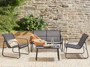 Garden Lounge Set with Table 4 Seater BARREA Metal Black_921817