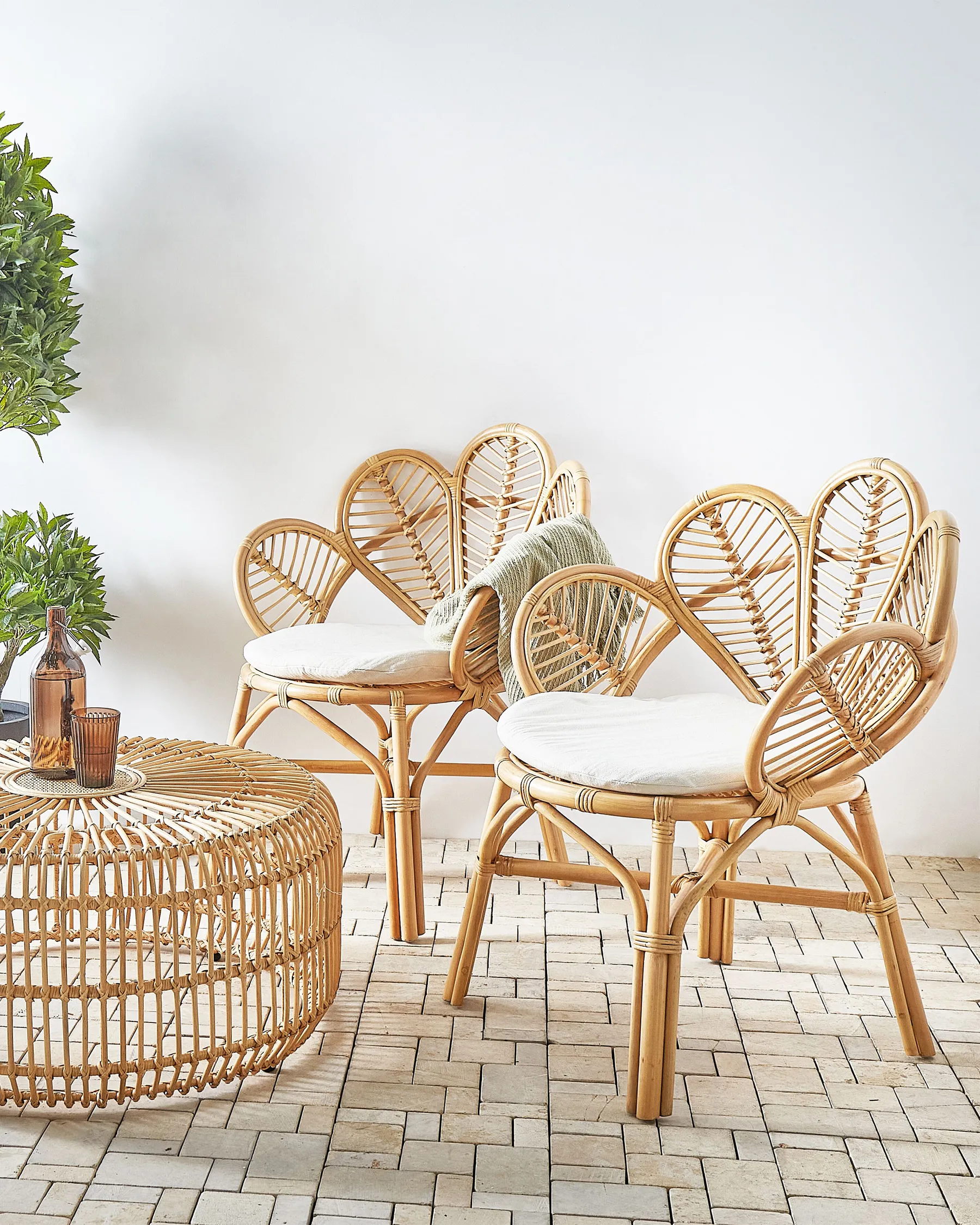 Set of 2 Peacock Chairs FLORENTINE II Rattan Natural_900789