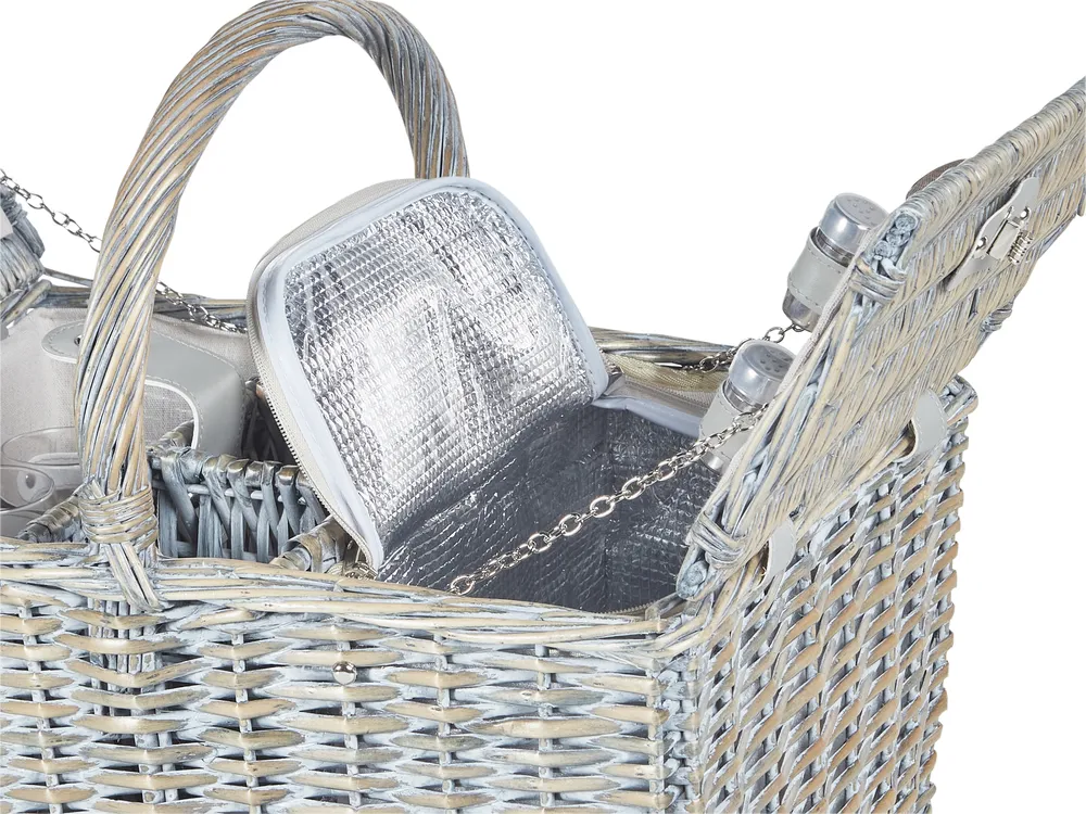 Picnic Basket GROSEILLE Wicker Grey_964218
