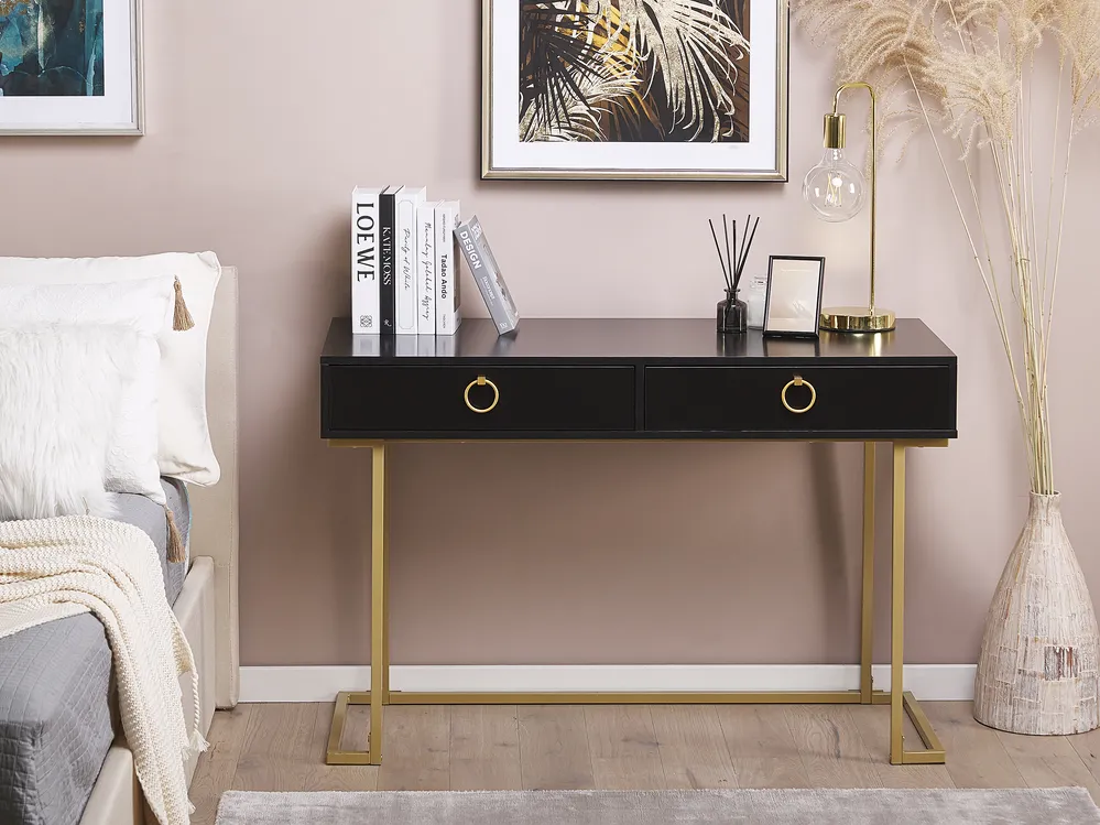 Console Table WESTPORT 115 cm 50 cm with Drawers Black/ Gold