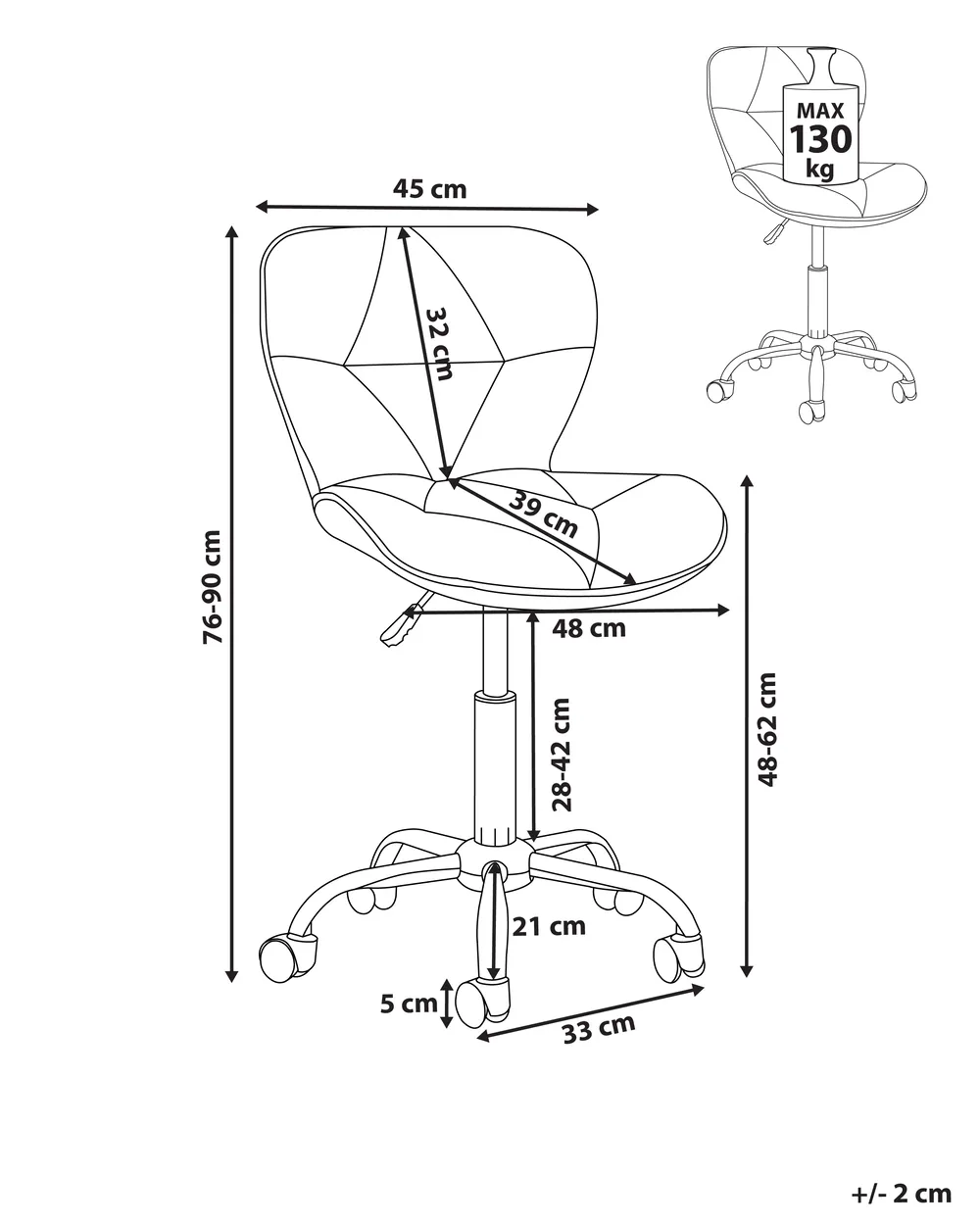 Skrivbordsstol VALETTA Konstläder Grafitgrå_932520
