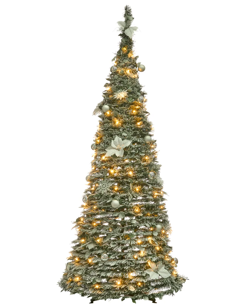 Artificial Snowy Christmas Tree Folding LED FIRVANA 185 cm White