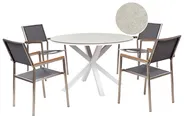 Trädgårdsmatgrupp 4-sits MALETTO/GROSSETO Metall Marmoreffekt Grå/ Beige_938225