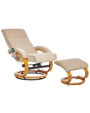 Massage Chair HERO with Footstool Fabric Beige_964754