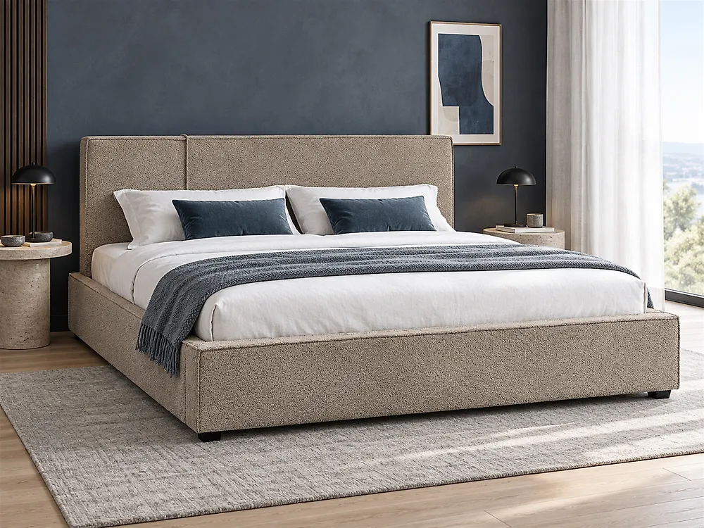 Bed Boucle MIRANDE 180 x 200 cm (EU Super King) Taupe_1178978