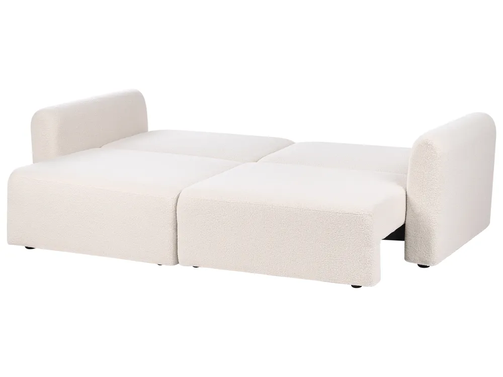 Sofa Bed 3 Seater VAXHOLM with Storage Boucle Light Beige_1026836