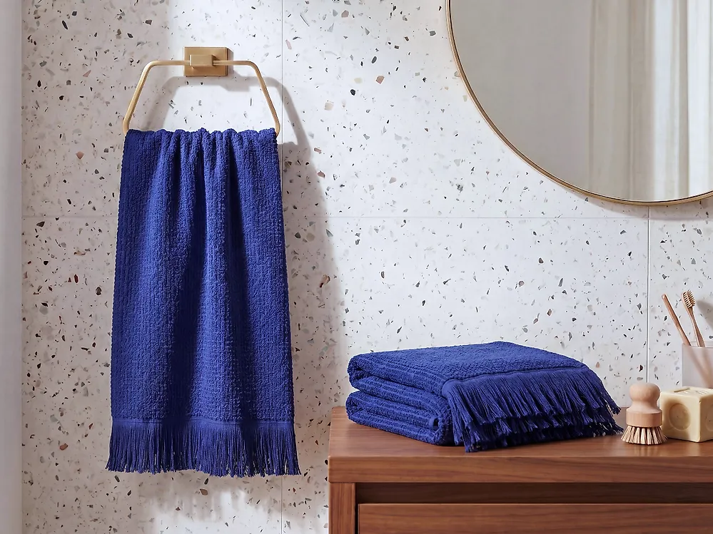 Set of 2 Towels ATIU Terry Cotton Navy Blue_1185075