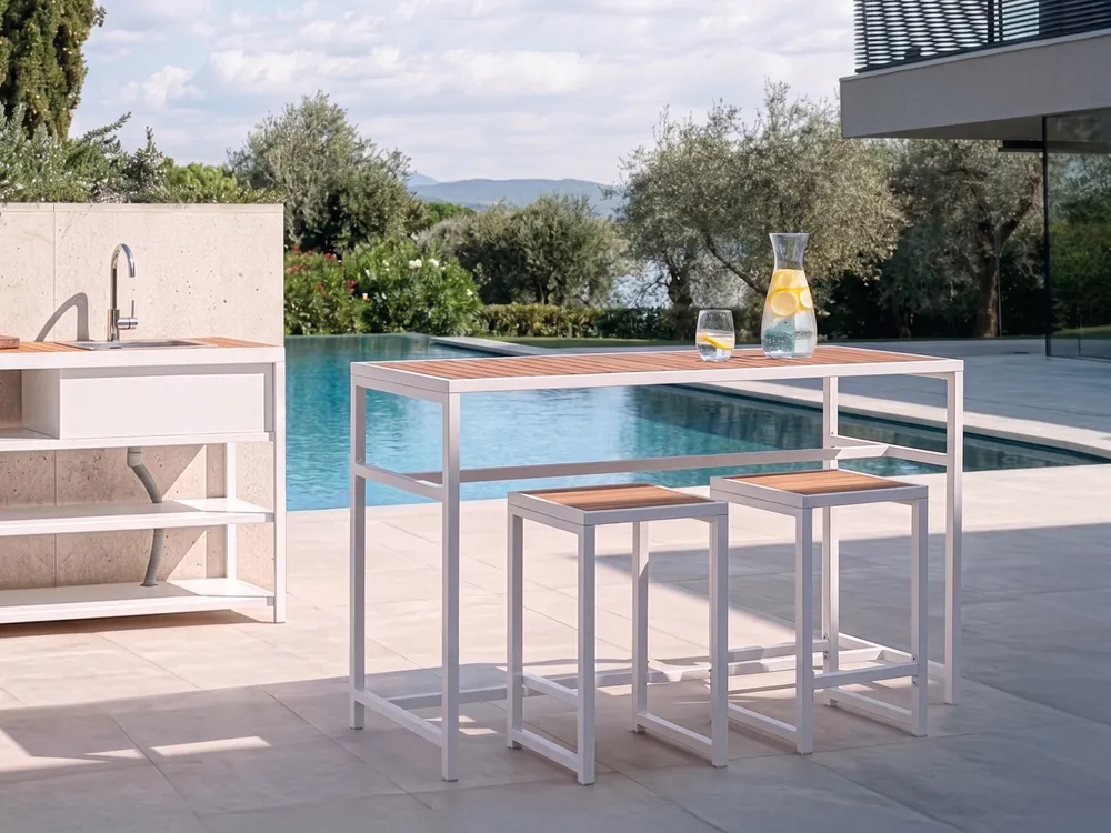 Garden Bar Table AVETRANA 150 cm 50 cm Brown/ White