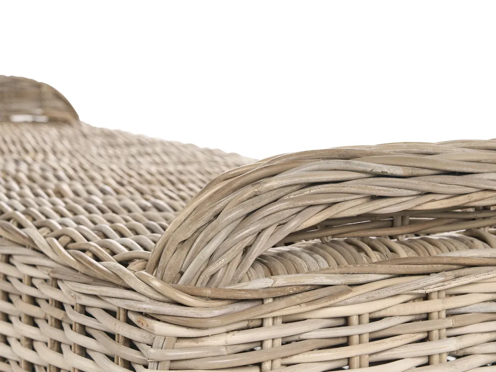 Garden Bench with Cushion SUSUA 150 cm with Ottoman Rattan Natural_957588