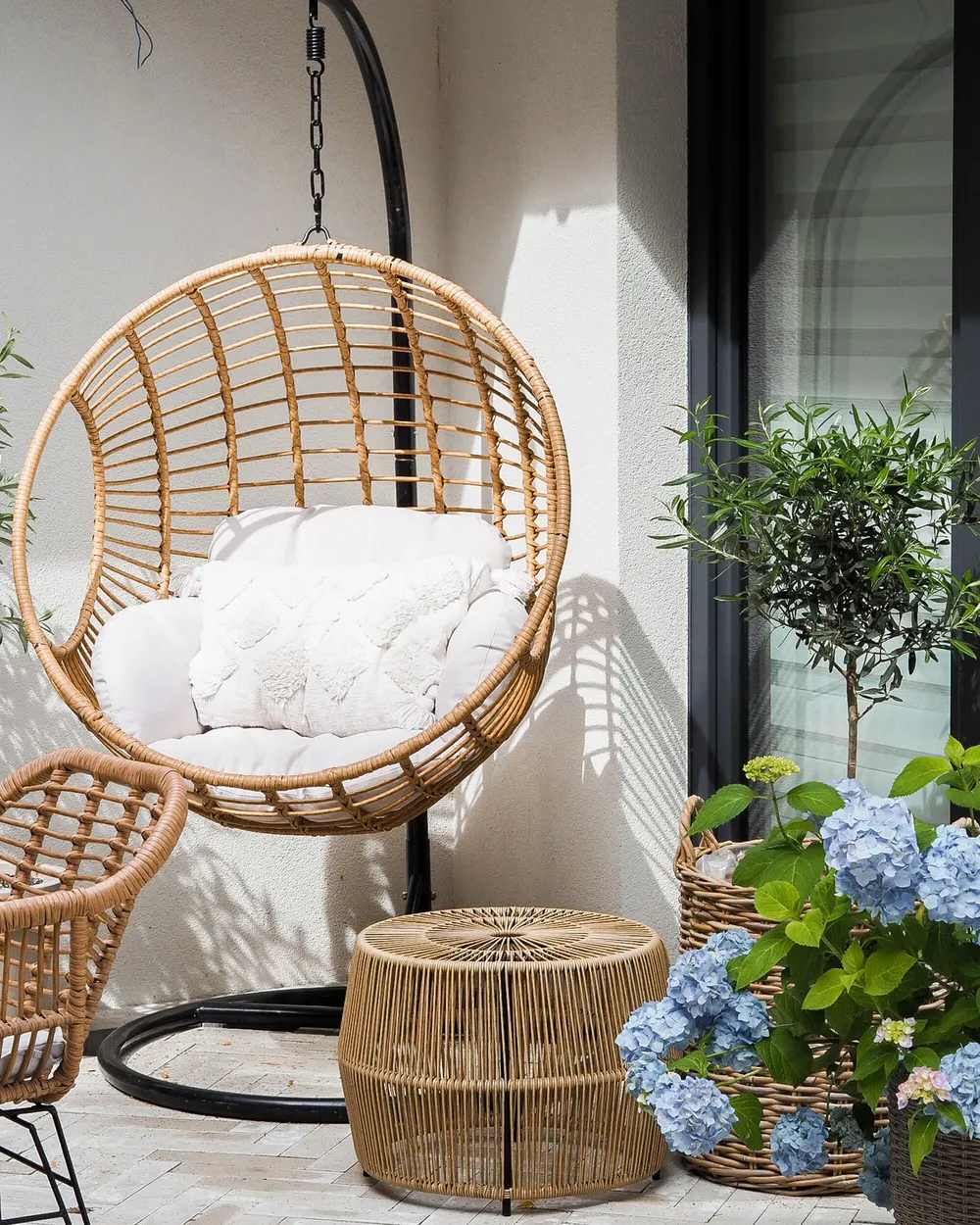 Hanging Chair with Stand ASPIO PE Rattan Natural_828655