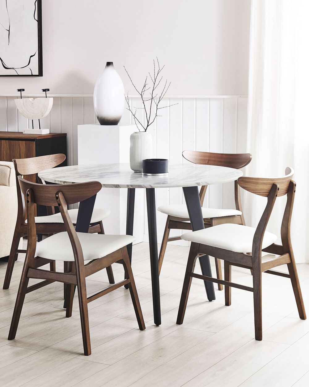 Set of 2 Dining Chairs LYNN Wood Dark Brown/ White