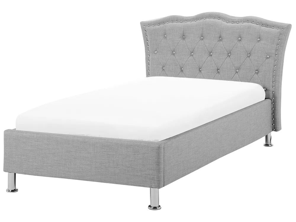 Ottoman Bed METZ Fabric Light Grey 90 x 200 cm (EU Single)_799473