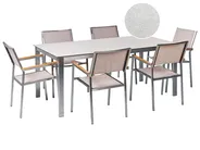 Ulkoruokailuryhmä 6-istuttava COSOLETO/GROSSETO Karkaistu lasi Marmorikuvio Valkoinen/beige_881630