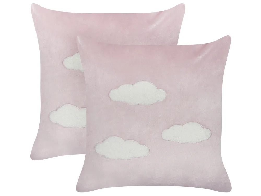 Set of 2 Decorative Cushions IPOMEA Velvet 45 x 45 cm Pink