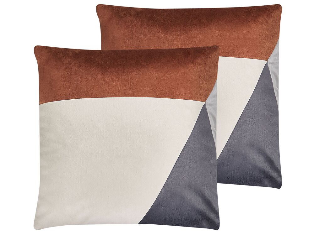 Set med 2 prydnadskuddar CAMPSIS 45 x 45 cm Sammet Flerfärgad Geometriskt tryck