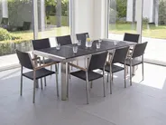 Trädgårdsmatbord GROSSETO 220 cm 100 cm Granit Flammad Grafitgrå_773801