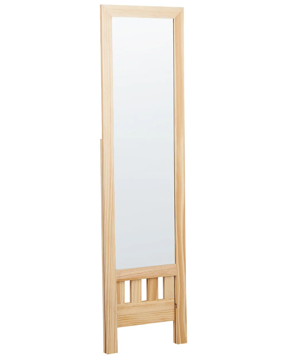 Standing Mirror with Shelf LUISANT 145 cm Pine Wood Light Brown_830396