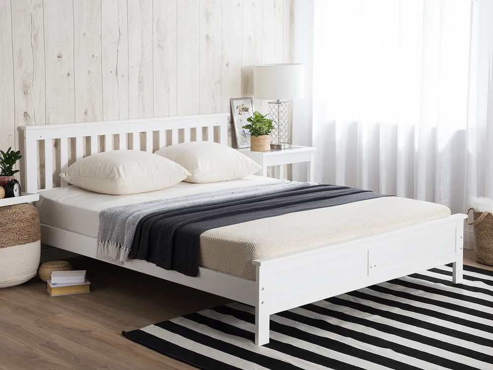 Bed Pine Wood MAYENNE 180 x 200 cm (EU Super King) White