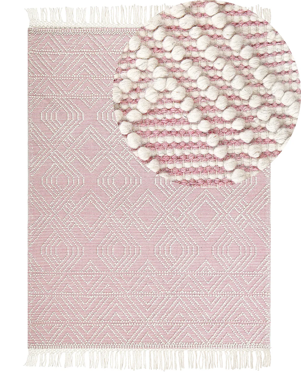 Rug ADANA Pink 200 x 300 cm Wool