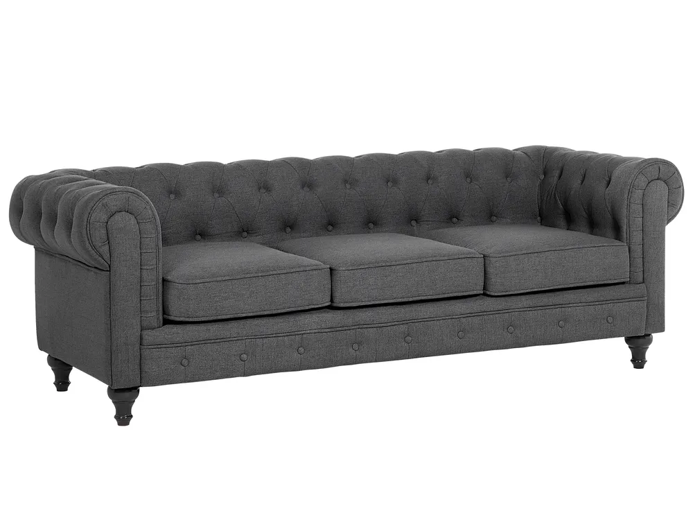 Sohva 3-istuttava CHESTERFIELD Kangas Harmaa_675358
