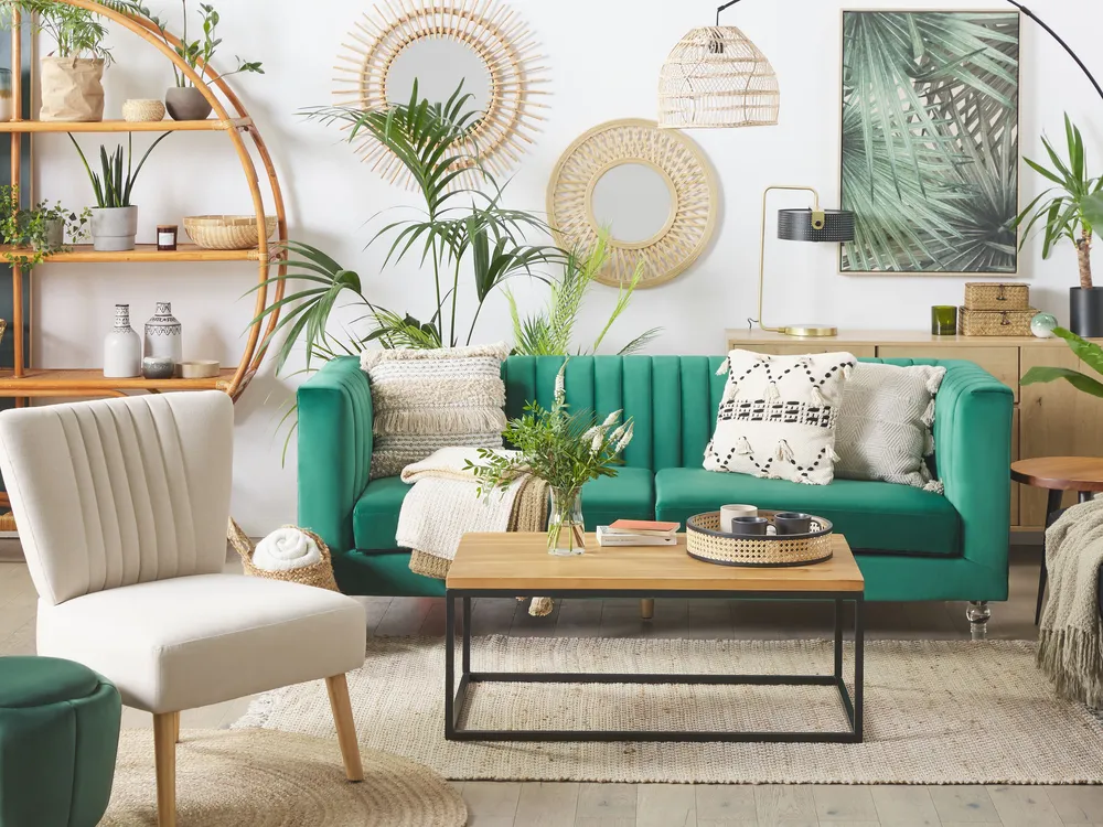 Sofa 3 Seater ARVIKA Velvet Green_820048