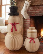 Set med 2 julpynt KLARALVEN 90/124 cm Snögubbe Beige_1084840