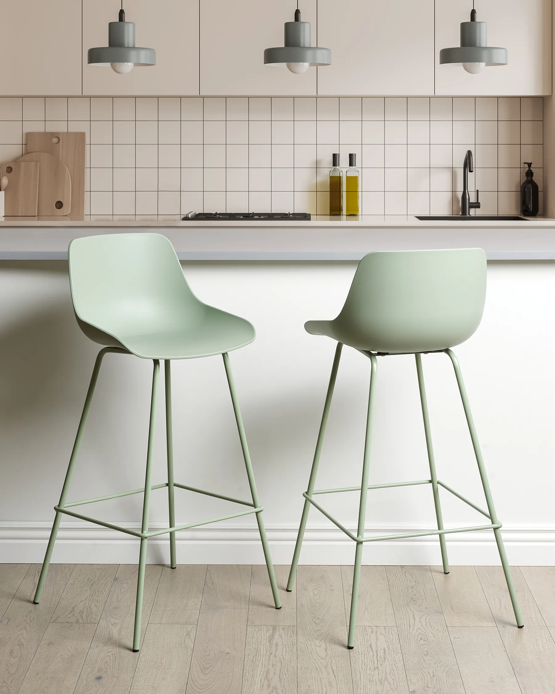 Set of 2 Bar Chairs EMMET Light Green_902768