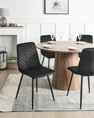 Set of 4 Dining Chairs HAVRE Velvet Black_966761