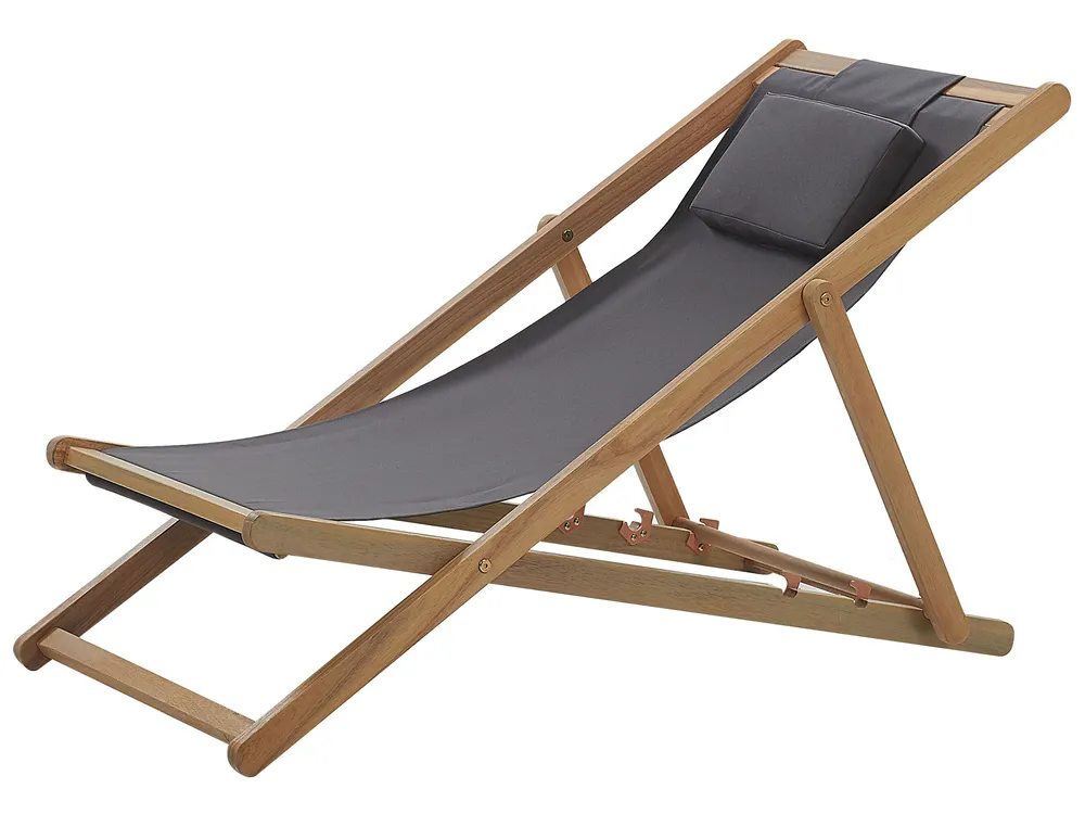 Folding Deck Chair AVELLINO Acacia Wood Grey_765701