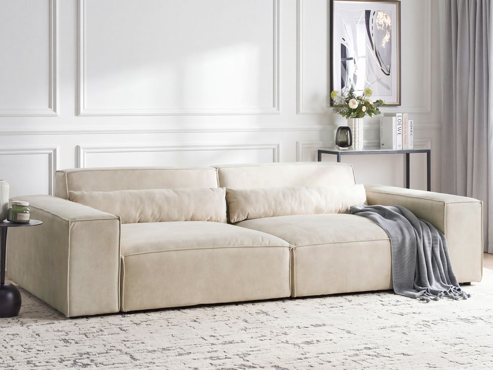 Modular Sofa 2 Seater HELLNAR Velvet Light Beige