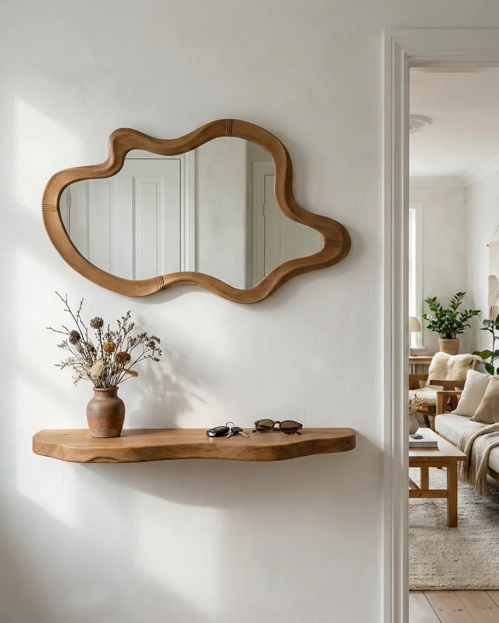 Wall Mirror DREVANT 89 cm 52 cm Pine Wood Natural