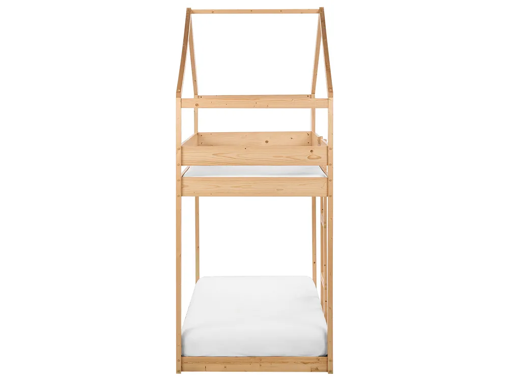 Bunk Bed House Pine Wood LABATUT 90 x 200 cm (EU Single) Light Brown_911499