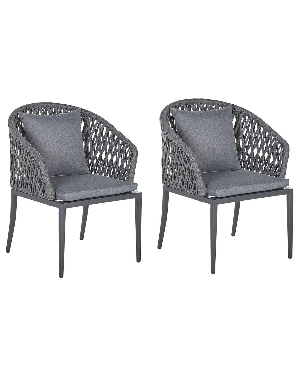 Set of 2 Garden Chairs with Cushions LIPARI Metal Grey