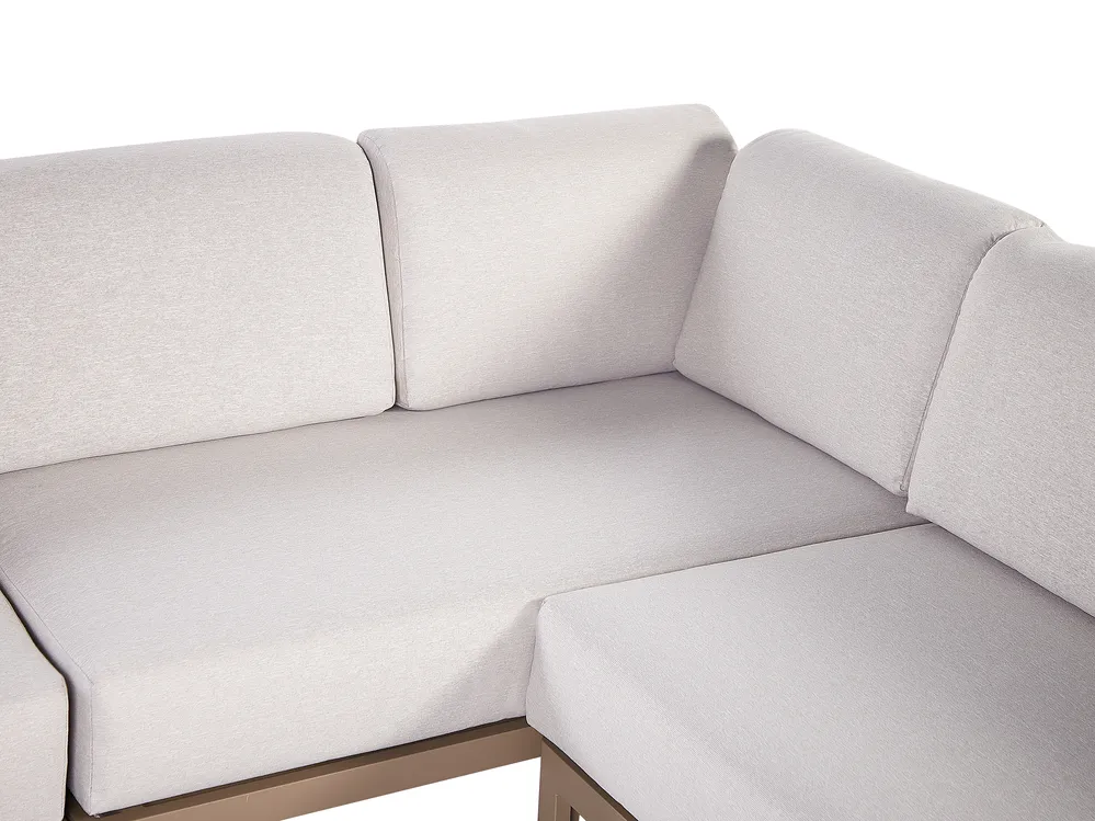 Garden Corner Sofa with Table 6 Seater RIMA III Modular Metal Light Beige Left Hand_908297