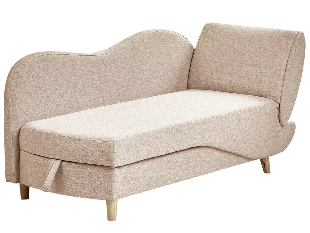 Right-Hand Chaise Longue MERI with Storage Faux Linen Light Brown_937694