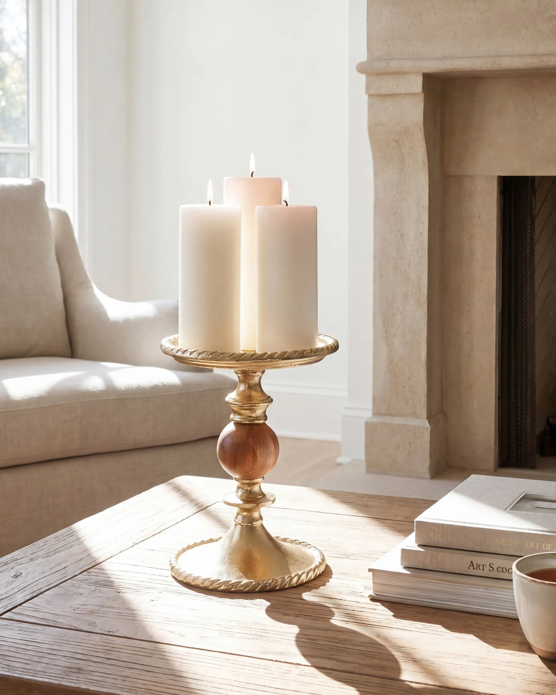 Candle Holder VODNO 31 cm Metal Gold_1012870