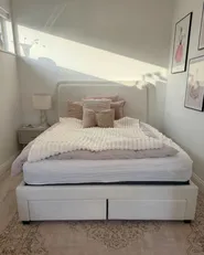 Bed with Storage Drawers SARDENT Boucle Off-White 160 x 200 cm (EU King Size)_1064374