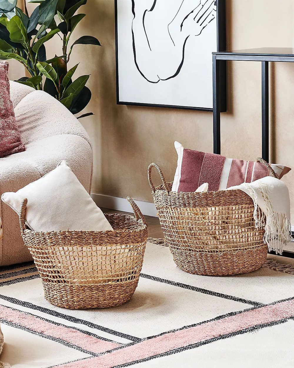 Set of 2 Baskets AROWANA Seagrass Natural_1179812