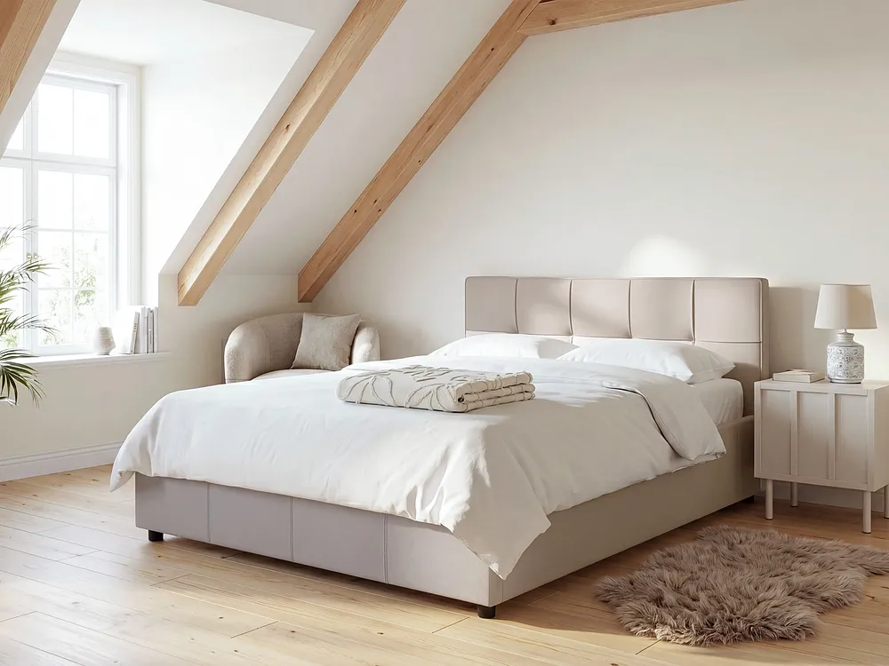 Seng med oppbevaring LAURESSES Lys beige 120 x 200 cm