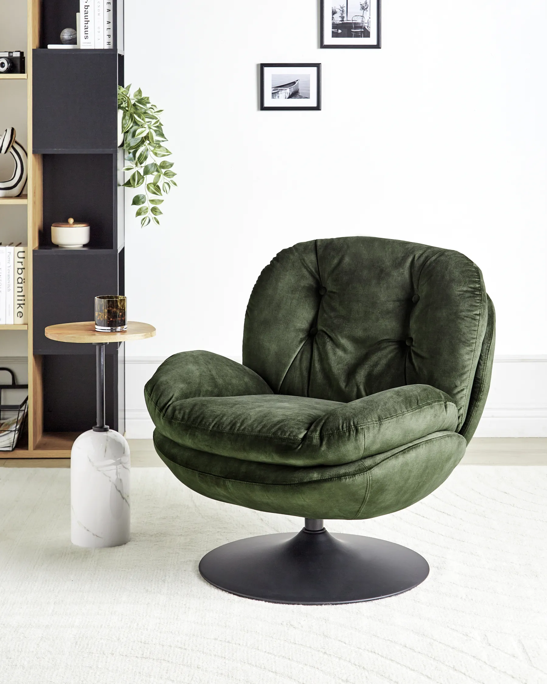 Swivel Armchair NOLVIK Velvet Dark Green_965766
