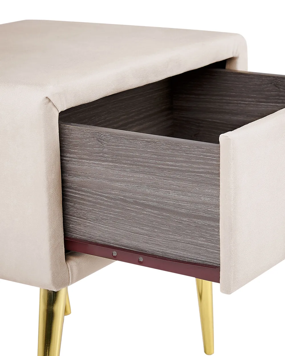 1 Drawer Bedside Table FLAYAT Velvet Light Beige_833999