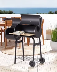Charcoal BBQ Grill SATAH with Smoker Metal Black_822689