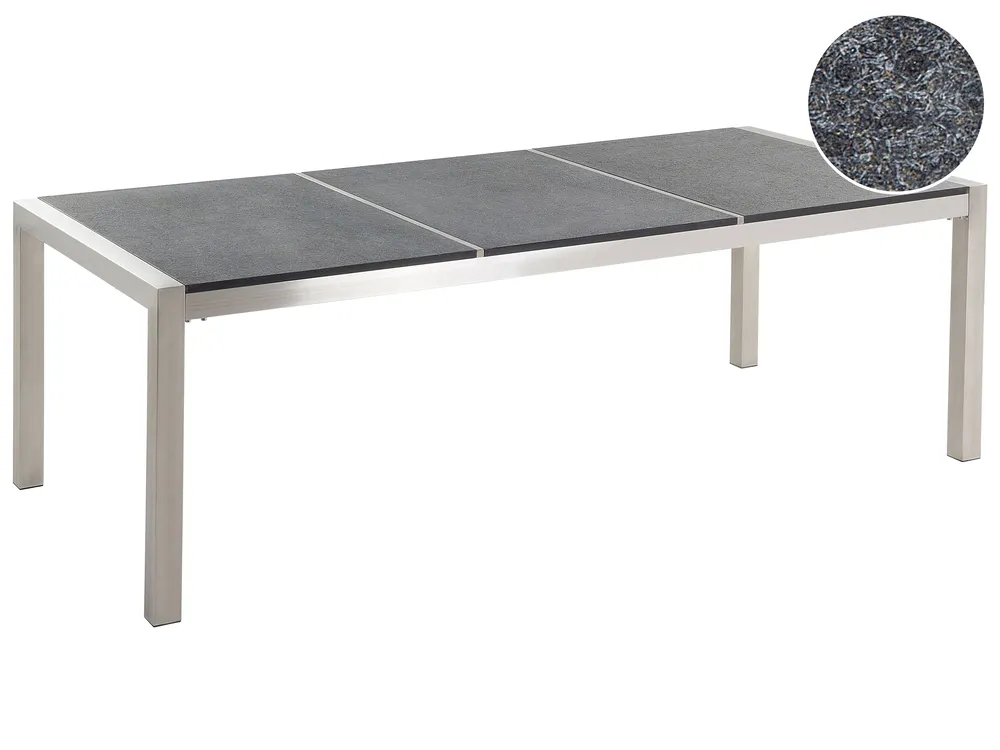 Trädgårdsmatbord GROSSETO 220 cm 100 cm Granit Flammad Grafitgrå