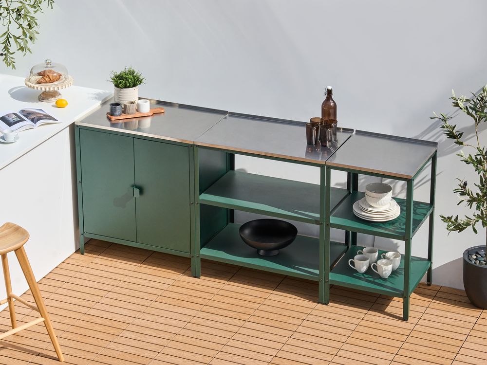 3 Piece Outdoor Kitchen Set VILAMA Green Metal