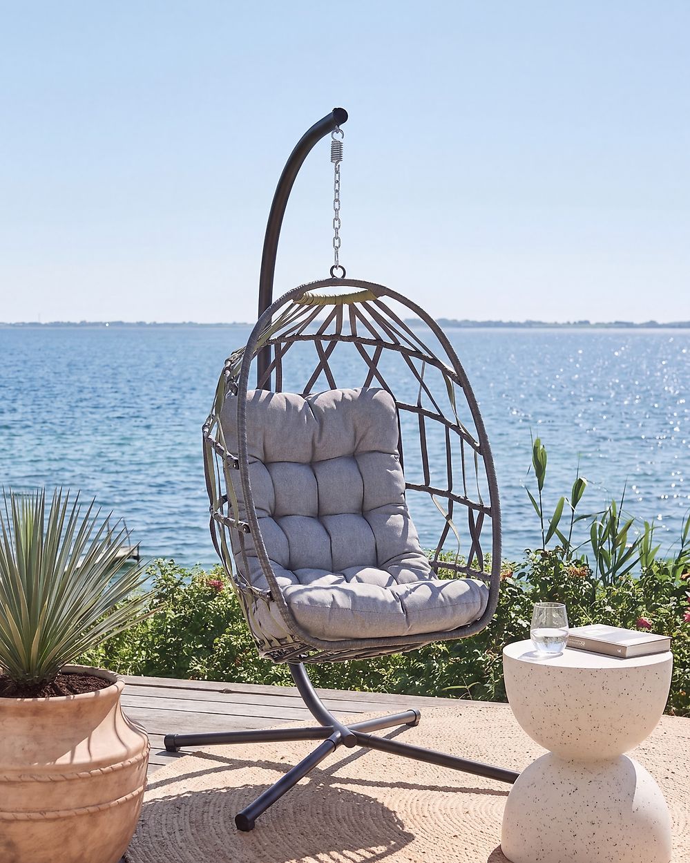 Hanging Chair with Stand GODRANO Metal Grey