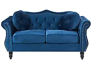 Sofa 2 Seater SKIEN Velvet Navy Blue_1171078