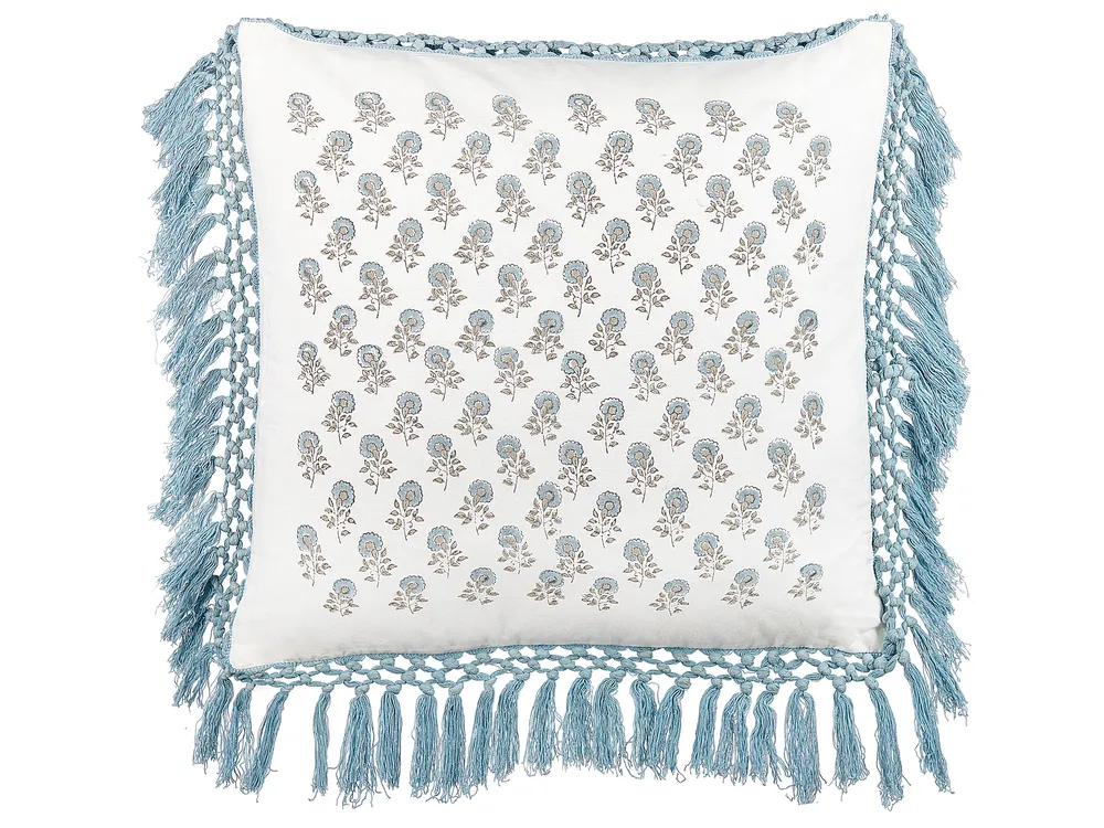 Throw Cushion PALLIDA 45 x 45 cm Cotton Blue Floral Pattern