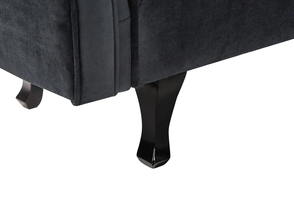 Left-Hand Chaise Longue LATTES II with Cushion Velvet Black_947555